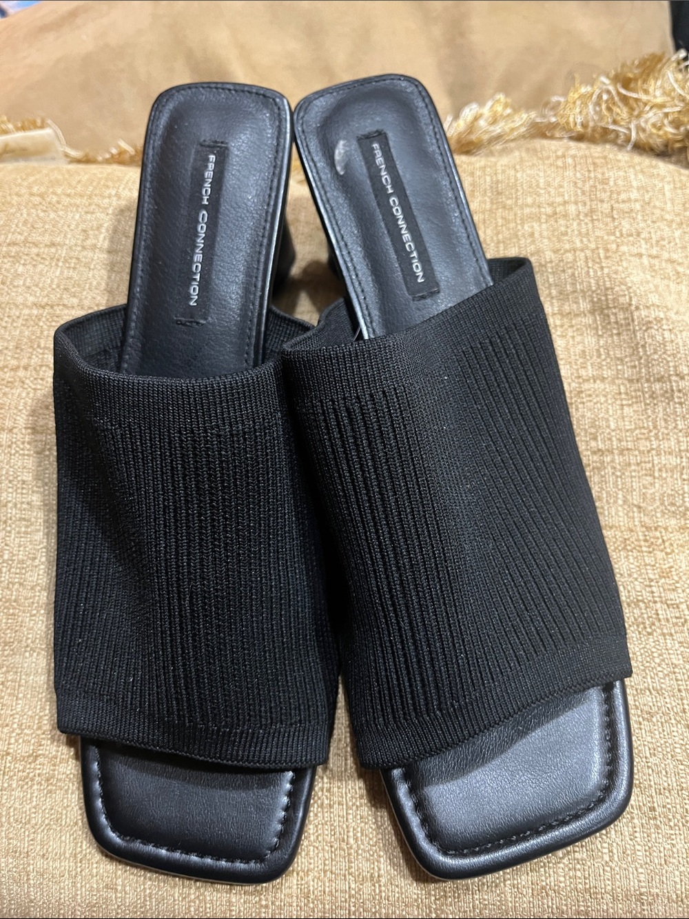 French Connection Black Knit Slide Mules (SZ.10)